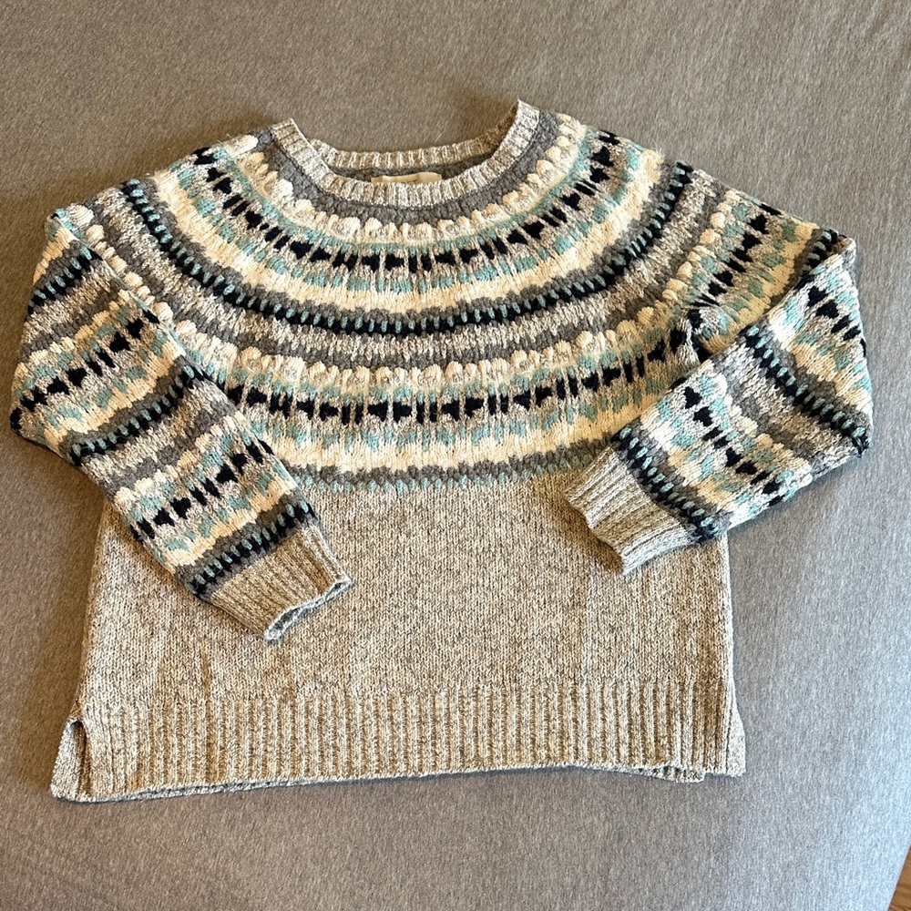 LOFT Multicolor Striped Crew Neck Sweater